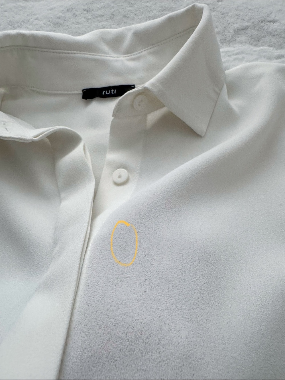 Ruti Look In The Back Blouse M/L White Pleated Short Sleeves Button Up Shirt Top - Picture 10 of 13